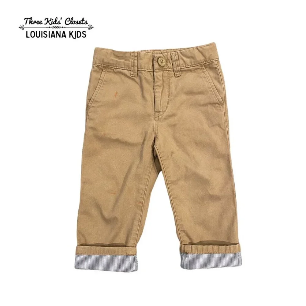 Baby Gap 2Y Seersucker Cuff Khaki Pants